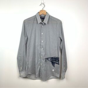 Vilebrequin Button Up Shirt Sz Small Blue White Polka Dots Fish Long Sleeves